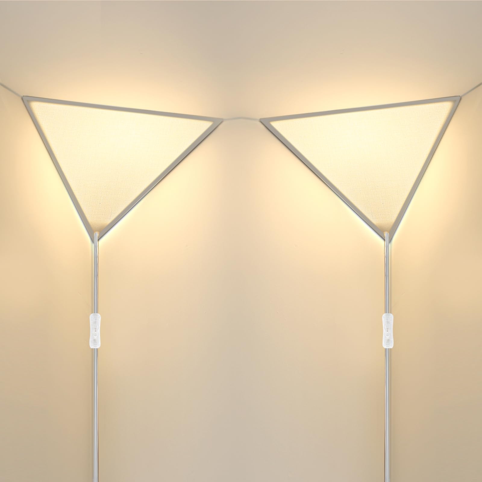 Zlierop Corner Light, 2-Pack, Linen Shade, Modern Ceiling Light with Switch, Space-Saving Design for Living Room, Bedroom, Office