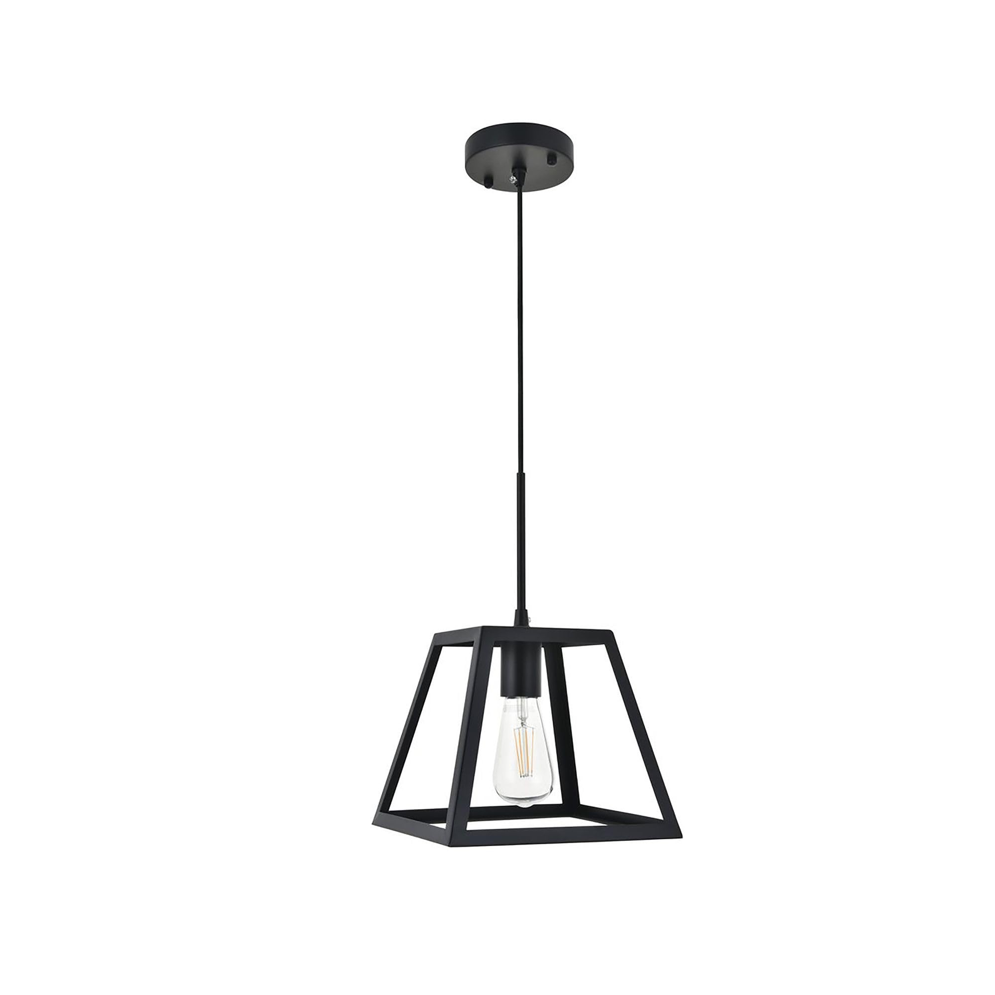 Living District Resolute 1-Light Mid-Century Metal Pendant in Black