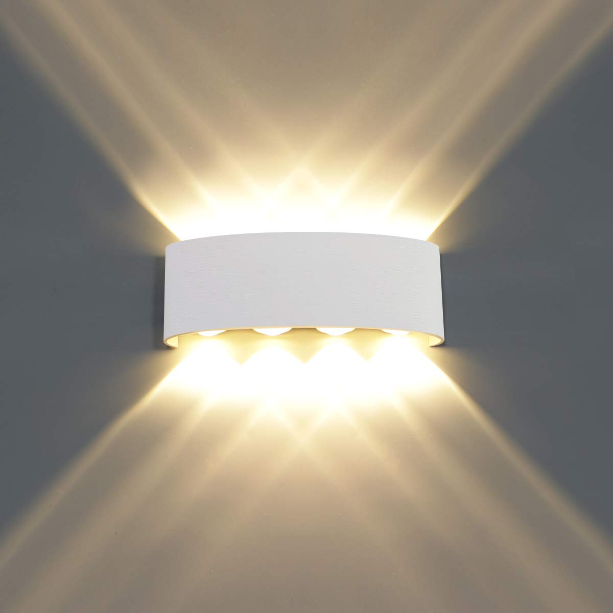 Kawell 8W Waterproof Modern Wall Light LED Wall Lamp Aluminum LED Wall Sconce Up Down Indoor Outdoor for Bathroom Bedroom Hallway Porch Corridor Hotel Doorway Garden Pathway  White 3000K