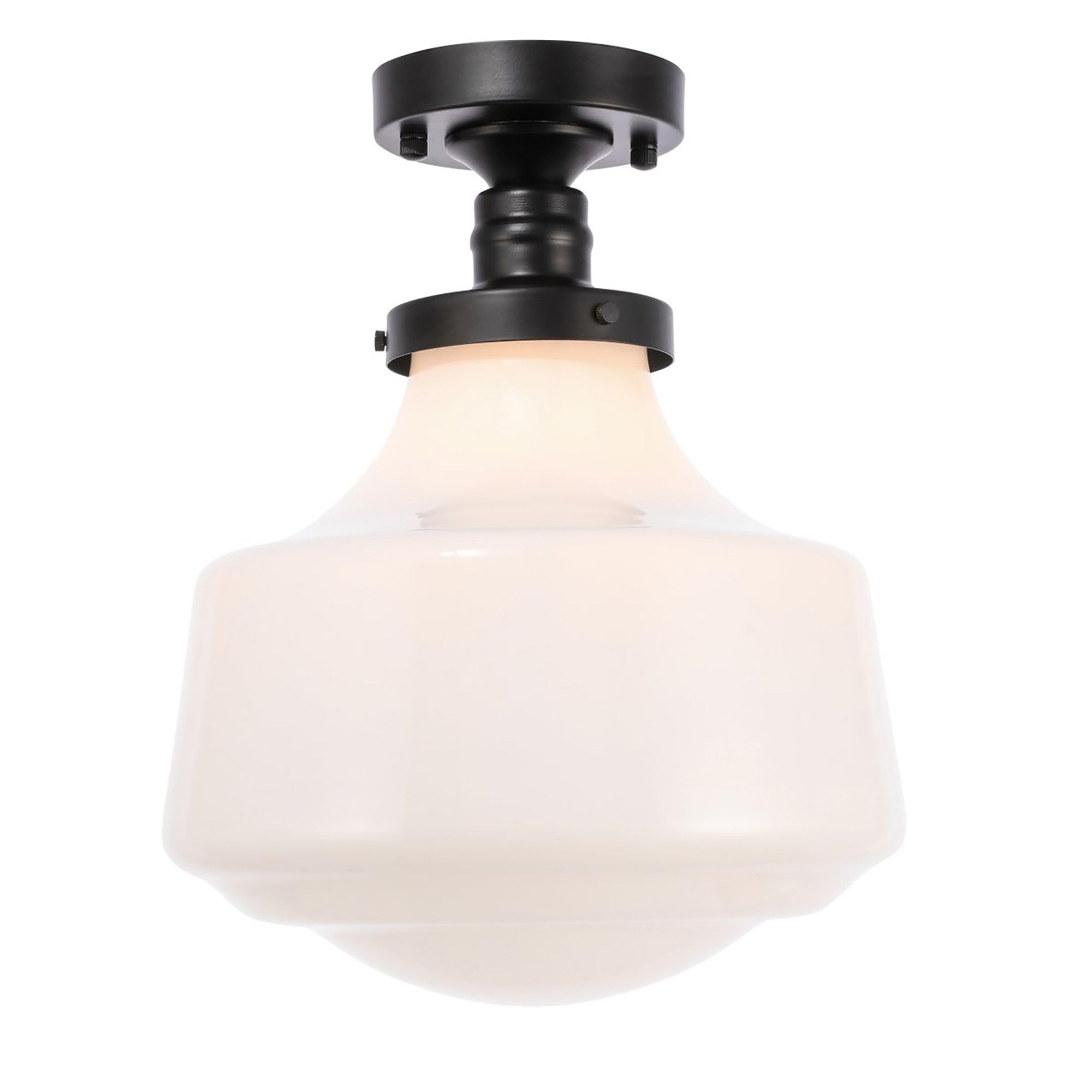 Living District Lyle 1-Light Glass & Metal Flush Mount in Black/Frosted White