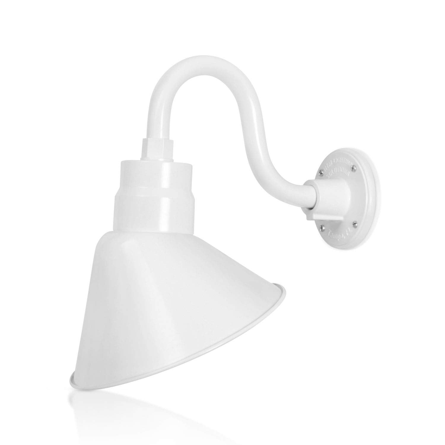 10in. White Outdoor Angle Shade Gooseneck Sign Light Fixture With 10in. Long Extension Arm - Wall Sconce Farmhouse, Vintage, Ant