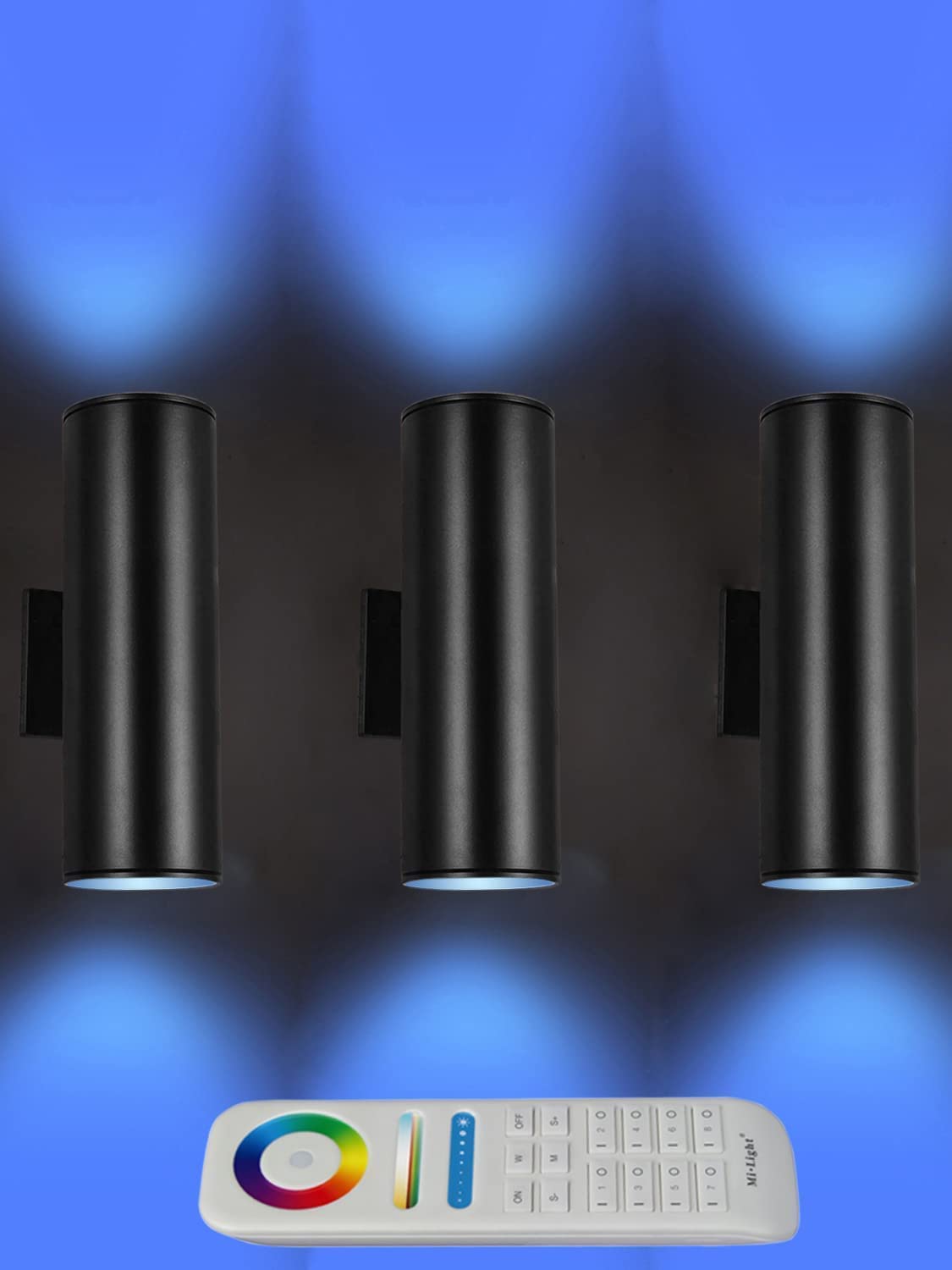 Iyogaled Up Down Outdoor Lights - Remote Control Rgb Color Changing Sconces, 3 Pack