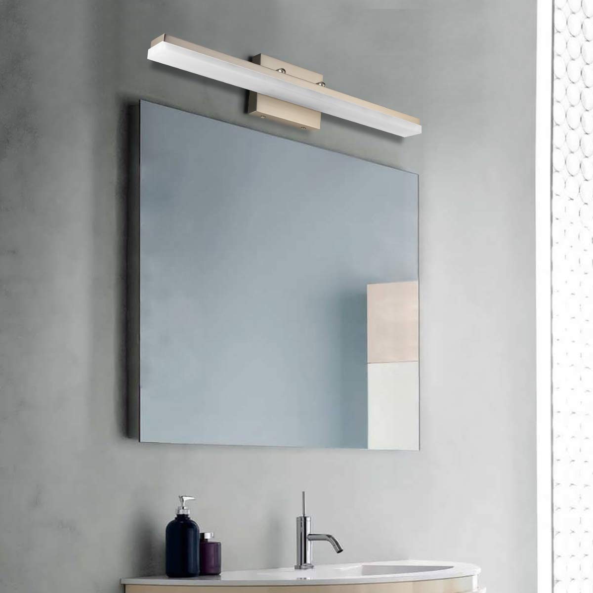 Mirrea 24In Modern Led Vanity Light For Bathroom Lighting Dimmable 24W Brushed Nickel (Warm White 3000K)