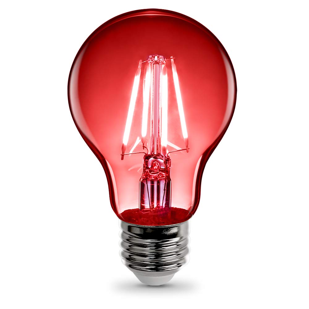 Feit Electric A19 Dimmable Red LED Light Bulb, 4.5W, Glass, 1 Count