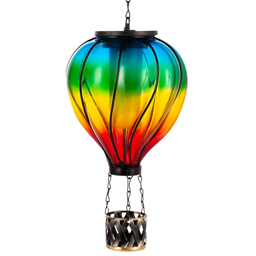 Starsoul Solar Lantern - Glass Hot Air Balloon, Waterproof, Flickering Flame Light, Colorful, Model 1102