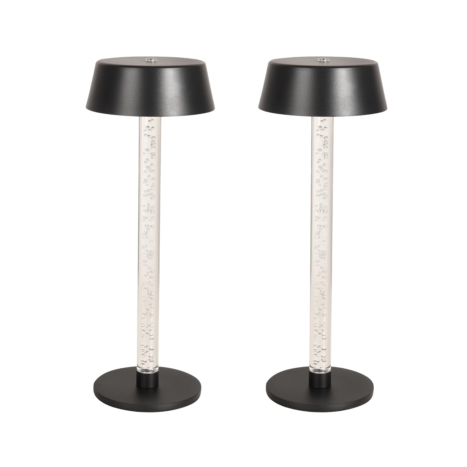 Cordless Table Lamps Set of 2,Lava lamp,Bubble stem,Water Droplet stem,Crystal Effect,5000mAh Battery Operated, 3 Color Stepless