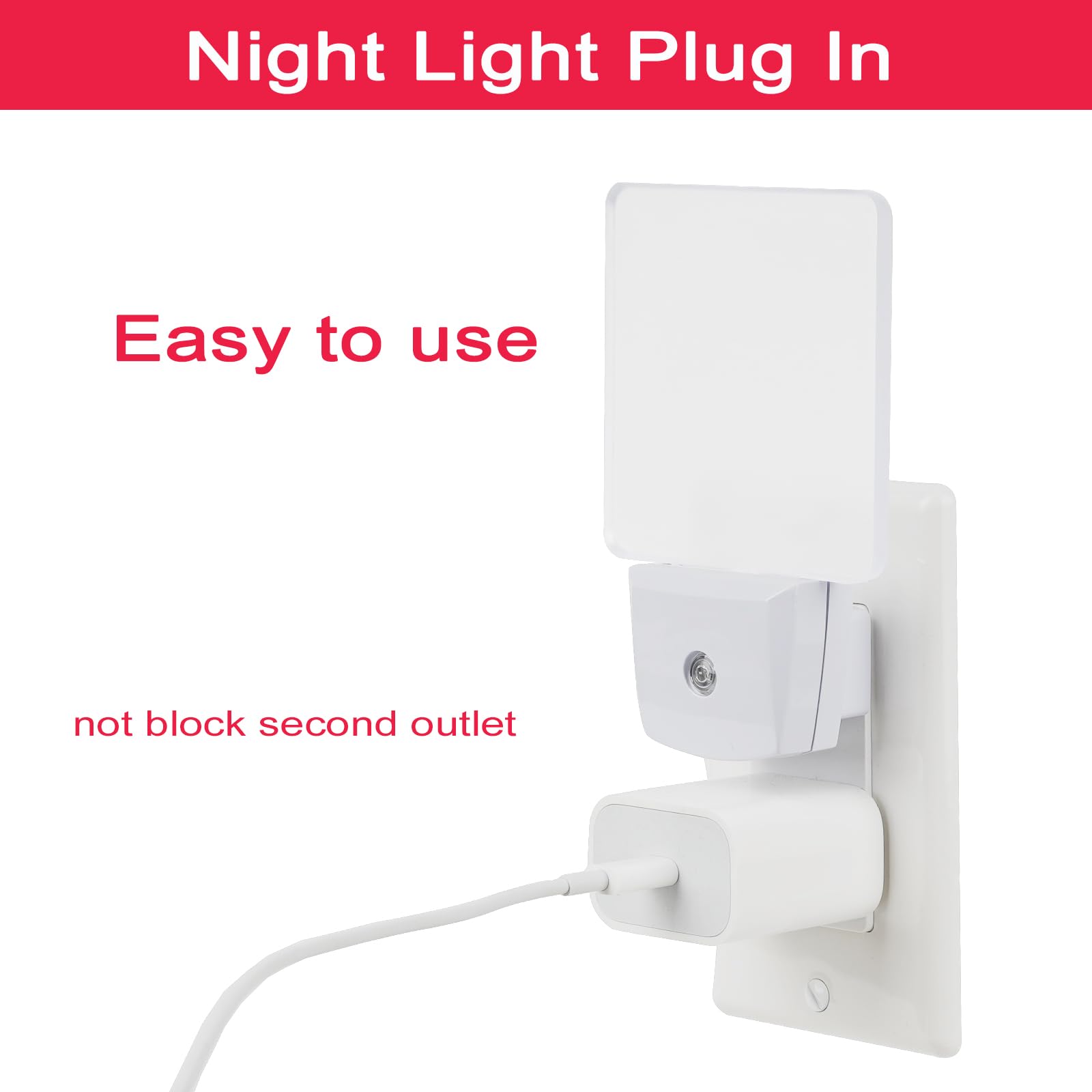 GREENIC 2 Pack Plug-in LED Night Light with Dusk to Dawn Sensor - Red, Model GL-NL-0.5W