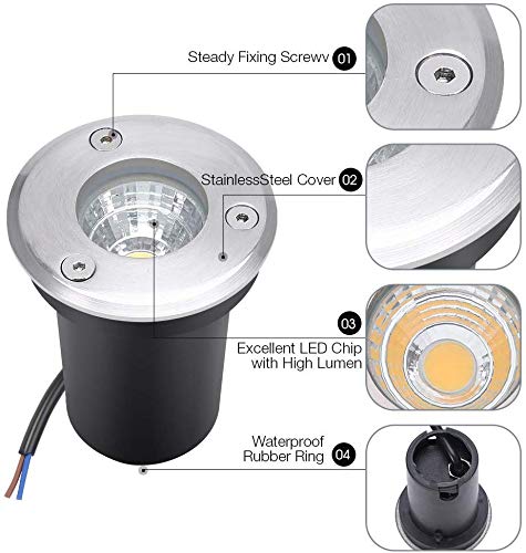 Junview 10Pack Landscape Lights Led Well Lights 6W 12V-24V Ground Lights Ip67 Waterproof Low Voltage Landscape Lighting For Driv