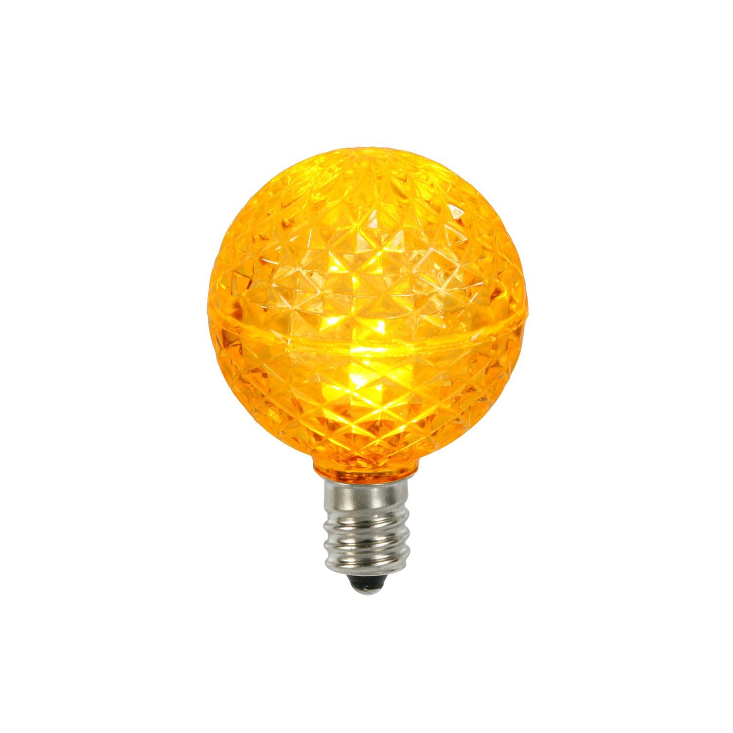 Vickerman G40 LED Yellow Bulb E12 Nickel Base .45W, Model XLEDG47-25, Package of 25