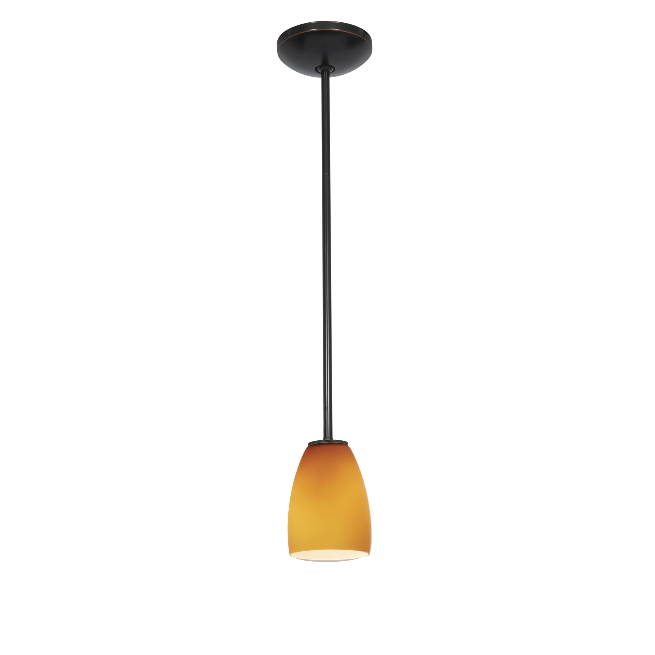 Sherry Glass Pendant - Rods - Oil Rubbed Bronze Finish - Amber Glass Shade
