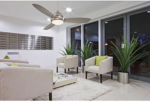 Minka-Aire F517-BN Downrod Mount, 3 Silver / Pewter Blades Ceiling fan with 59 watts light, Brushed Nickel