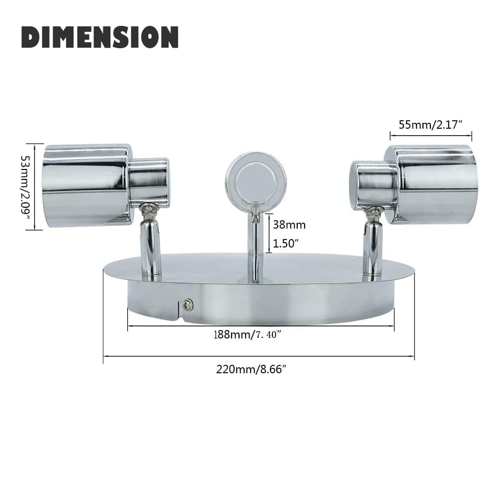 DLLT Modern 3-Light Multi-Directional Ceiling Fixture, Adjustable Round Track Lighting Kits, GU10 LED Bulb Flush Mount Ceiling S