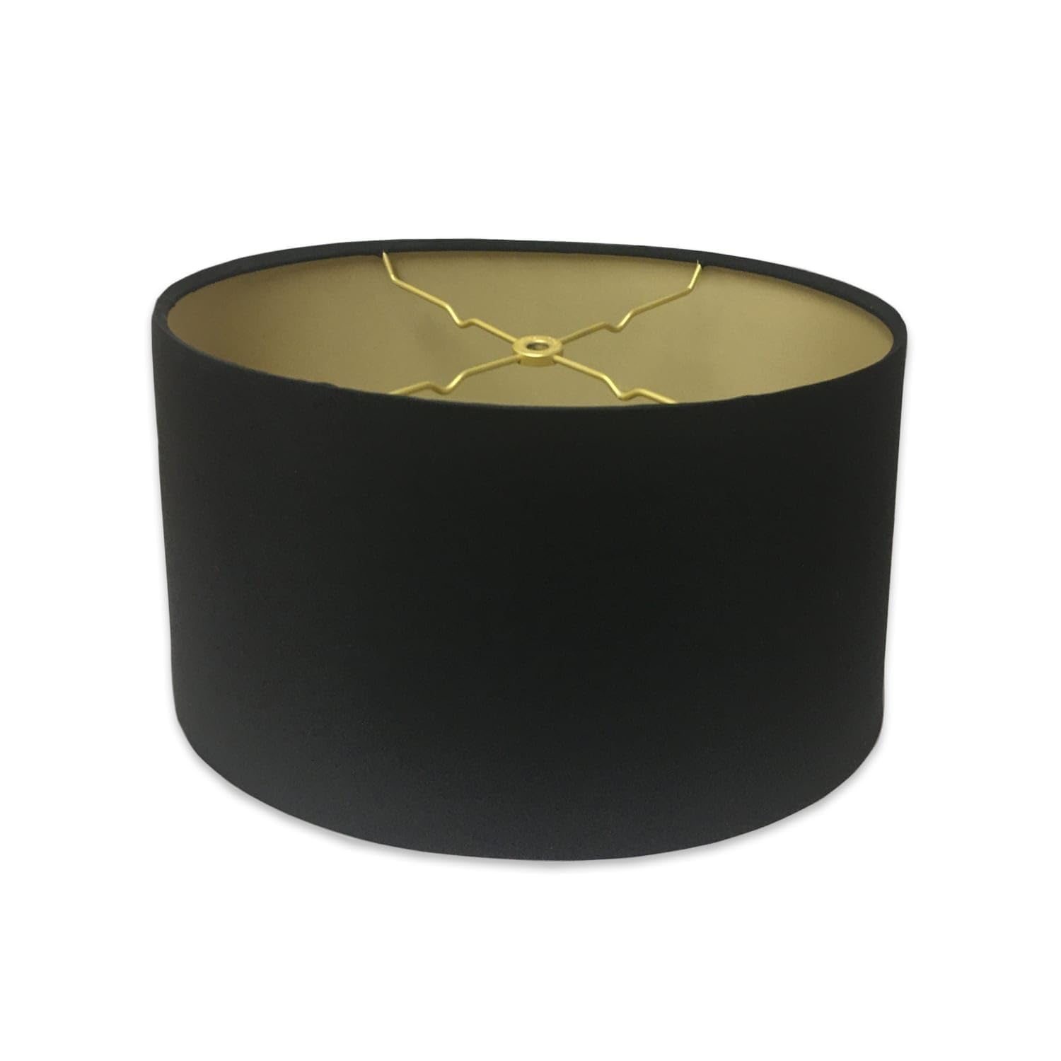 Royal Designs, Inc. Shallow Oval Hardback Lamp Shade, HB-611-12BLK/GL, Black, (10 x 6) x (12 x 7.5) x 7