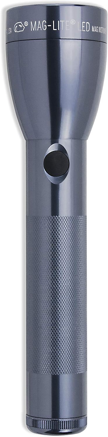 MagLite ML50L 2-Cell C LED Flashlight, Adjustable Beam, High & Low Modes, Water-Resistant - Gray