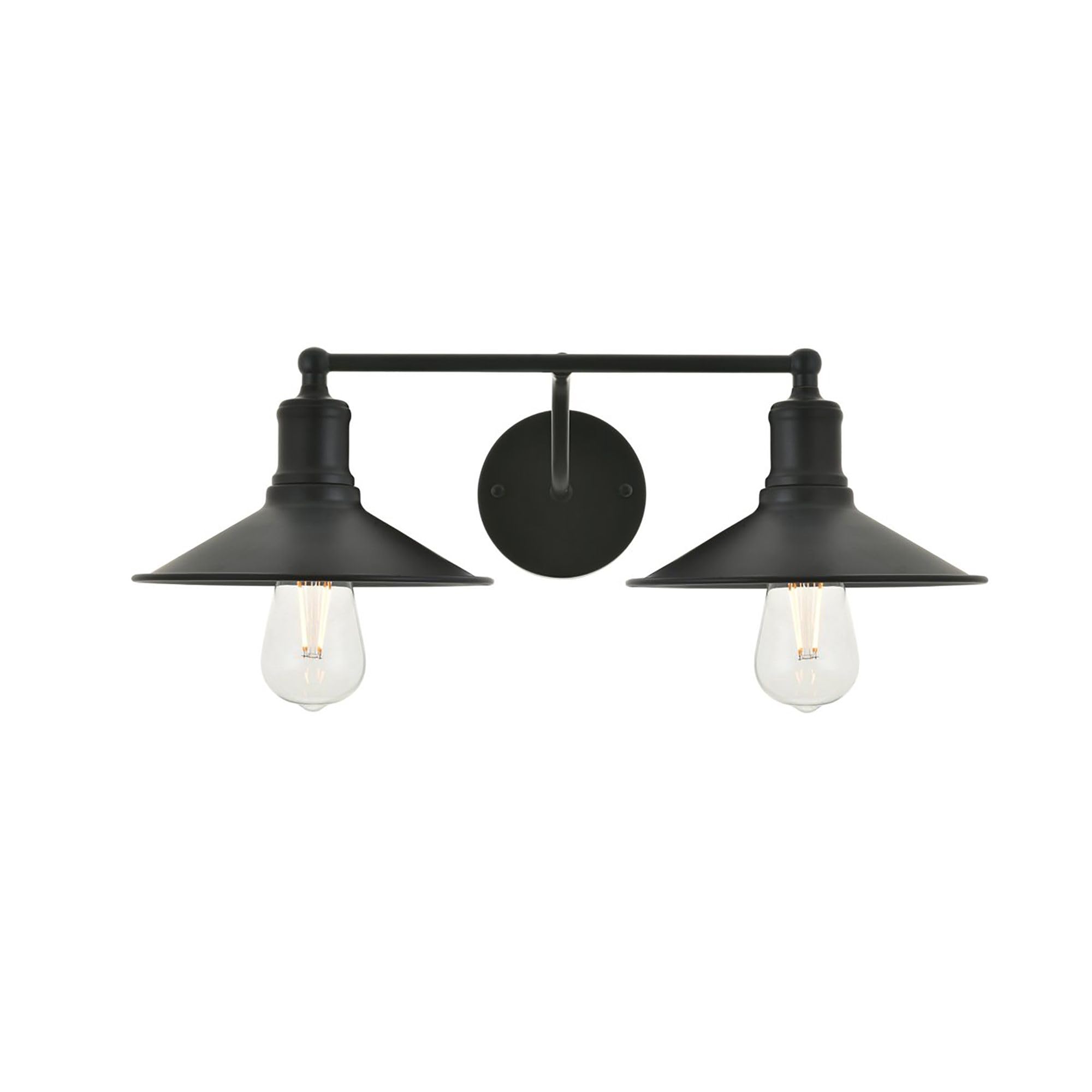Living District Etude 2-Light Mid-Century Metal Wall Sconce in Black