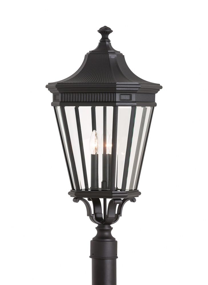 Generation Lighting OL5408BK Cotswold Lane Outdoor Post Lighting, Black, 3-Light 12 Inch W x 28 Inch H, cETL Listed, Safety Rate