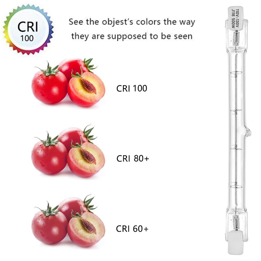 Eksave R7S Halogen 118Mm 500W 120V Dimmable Tungsten J118 T3 J Type Light Bulbs 7500Lm Warm White 2700K(Pack Of 5)