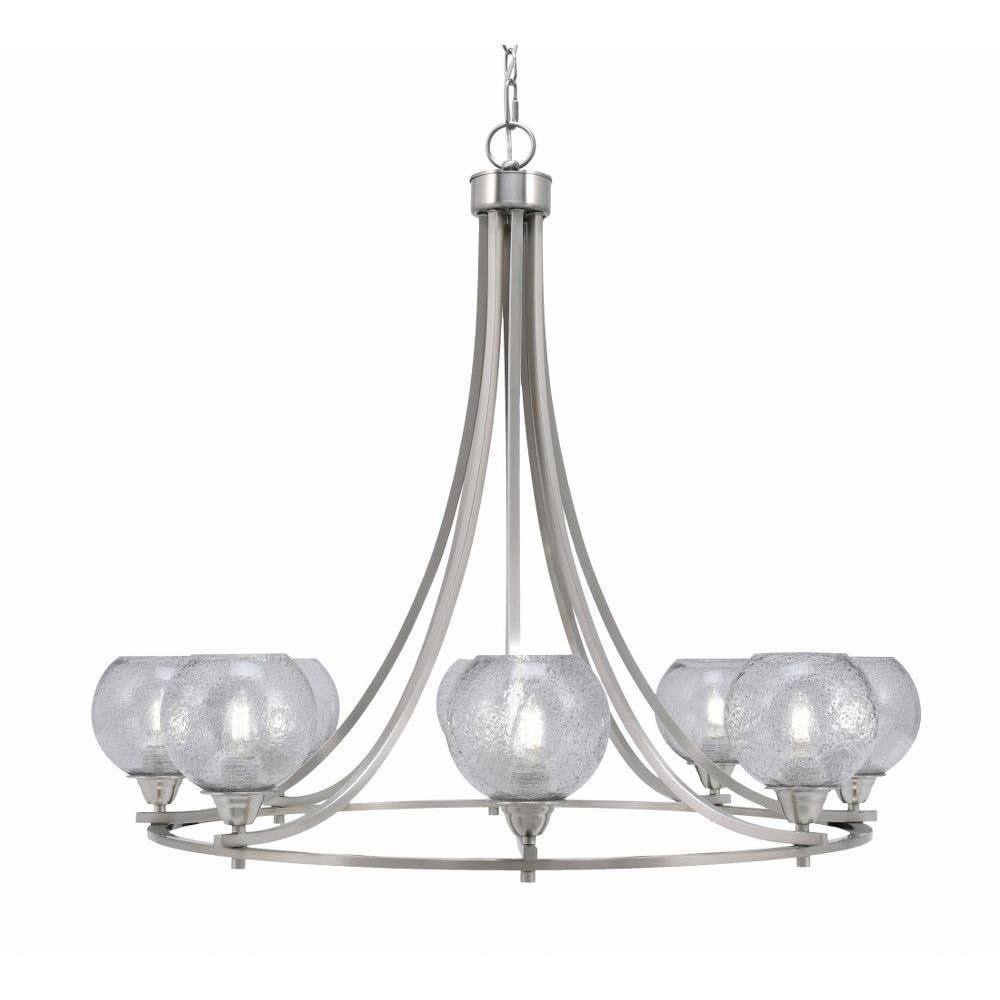 Toltec Lighting 3408-BN-4102 Paramount - 8 Light Uplight Chandelier-31 Inches Tall and 34.75 Inches Wide, Finish Color: Brushed Nickel, Glass Color: Smoke Bubble