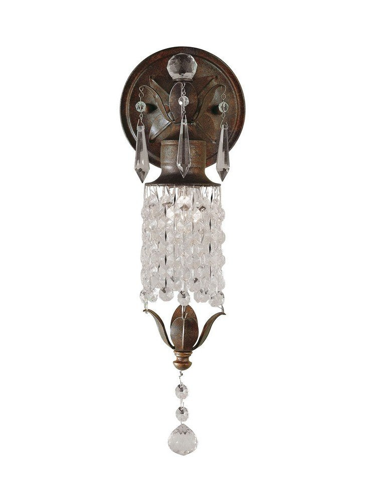 Feiss Maison De Ville 1-Light Wall Sconce, Crystal, Bronze, 5inW x 14inH, Model WB1216BRB