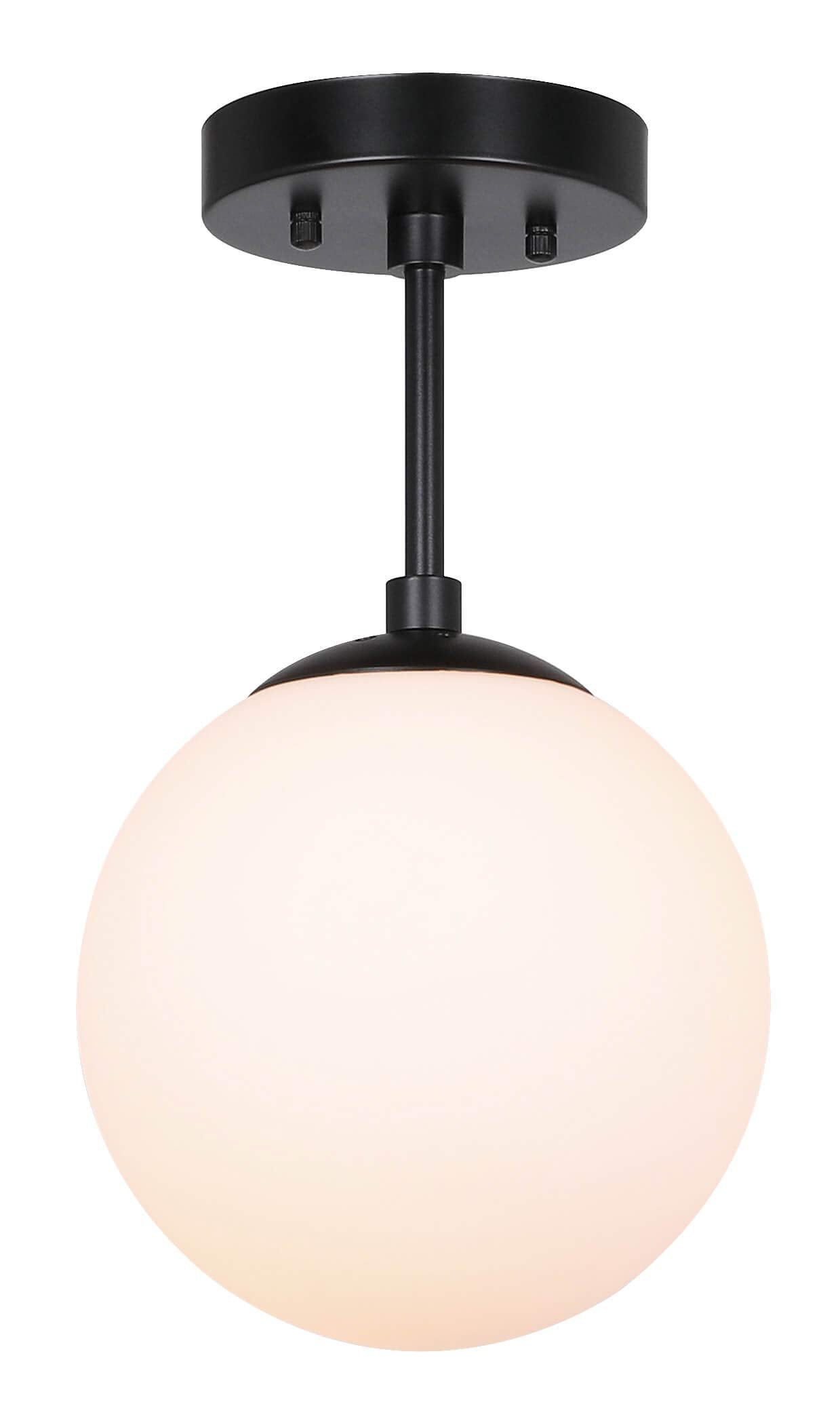 Xinbei Lighting Semi Flush Light 1 Light Semi Flush Mount Ceiling Light, Globe Ceiling Light Matte Black Finish For Living & Din