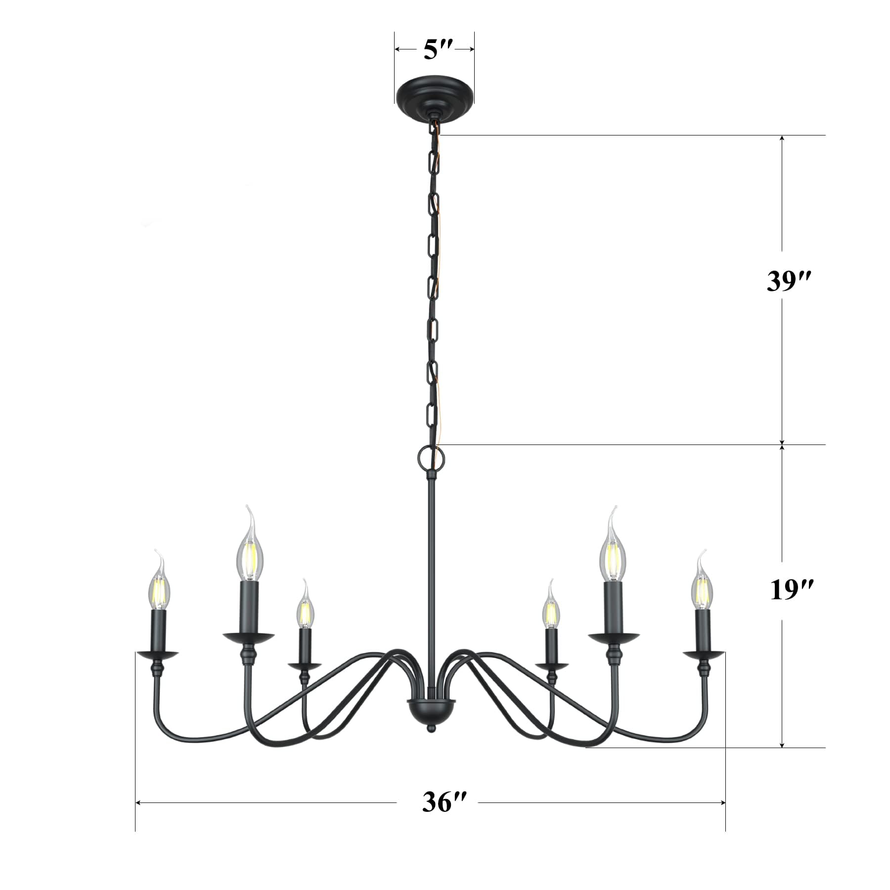 Black Chandelier Rc Ceiling Light Fixture -6 Light 36 Inches-Modern Farmhouse Apply To Chandeliers For Dining Room Lighting,Livi