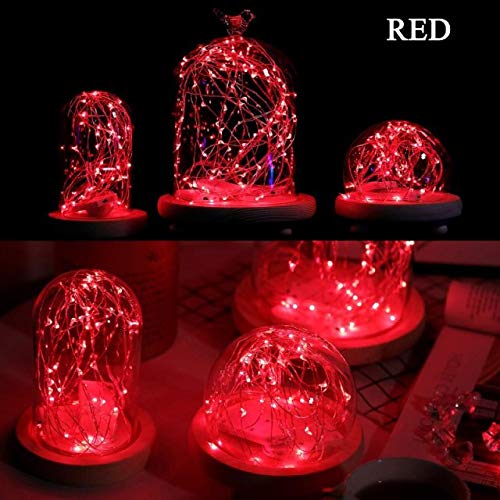 VOOKRY 30 LED Fairy Lights - Battery Operated String Lights, 10 ft Red Mini Copper Wire, Waterproof for Crafts & Decor