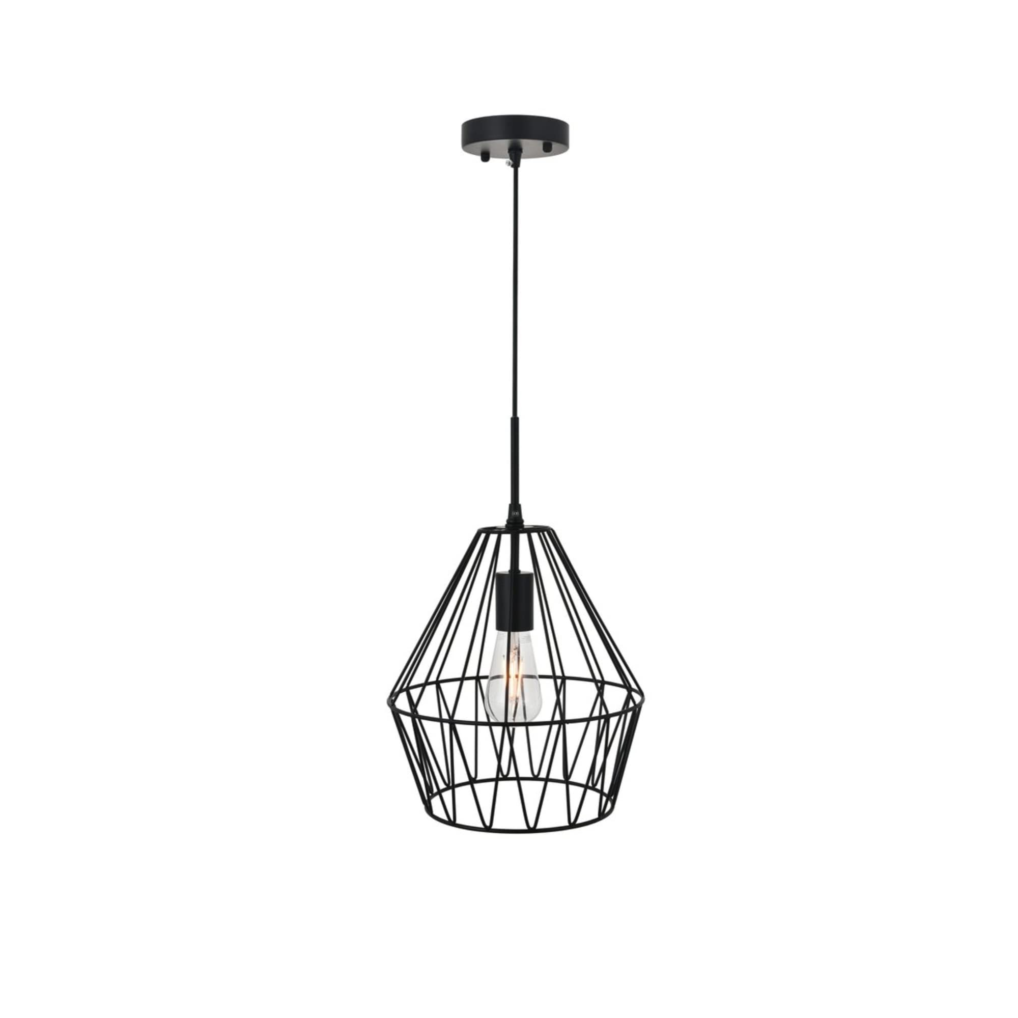 Living District Candor 1-Light Mid-Century Metal Pendant In Black
