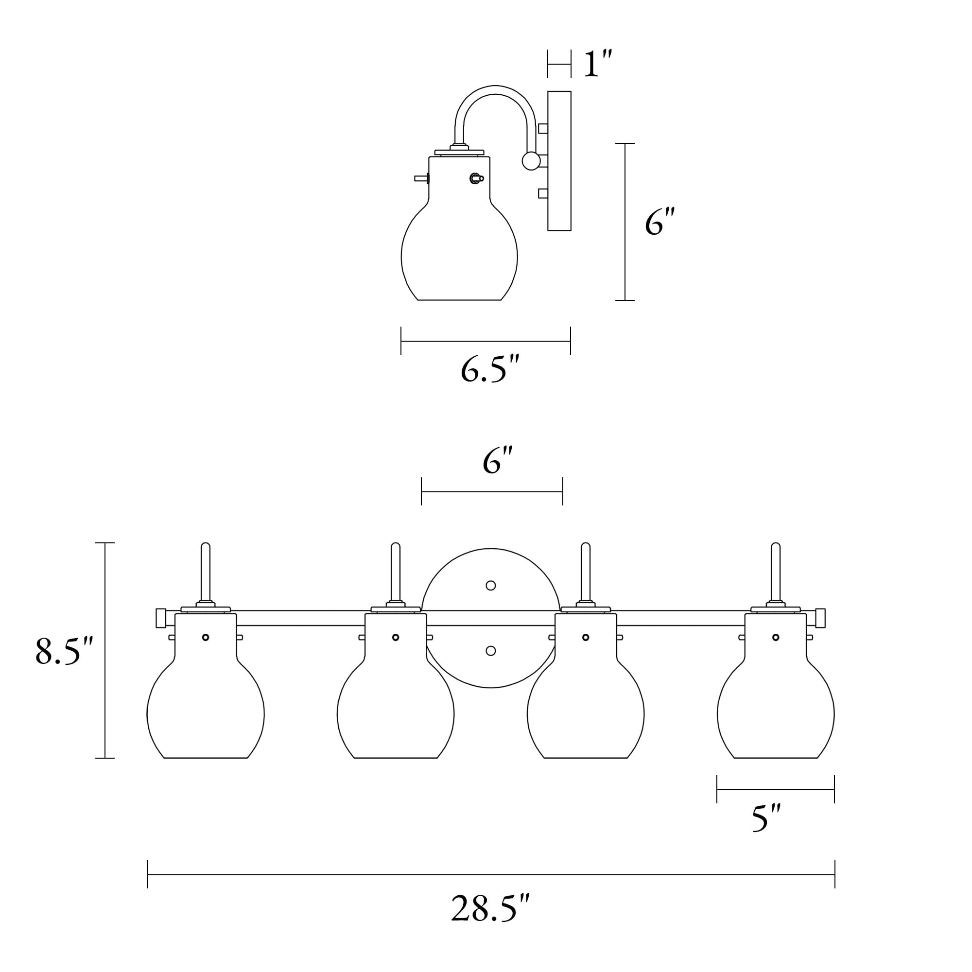 Ksana Black Bathroom Light Fixtures, 4-Light Modern Farmhouse Black Vanity Lights With Clear Glass Shade Over Mirror For Hallway