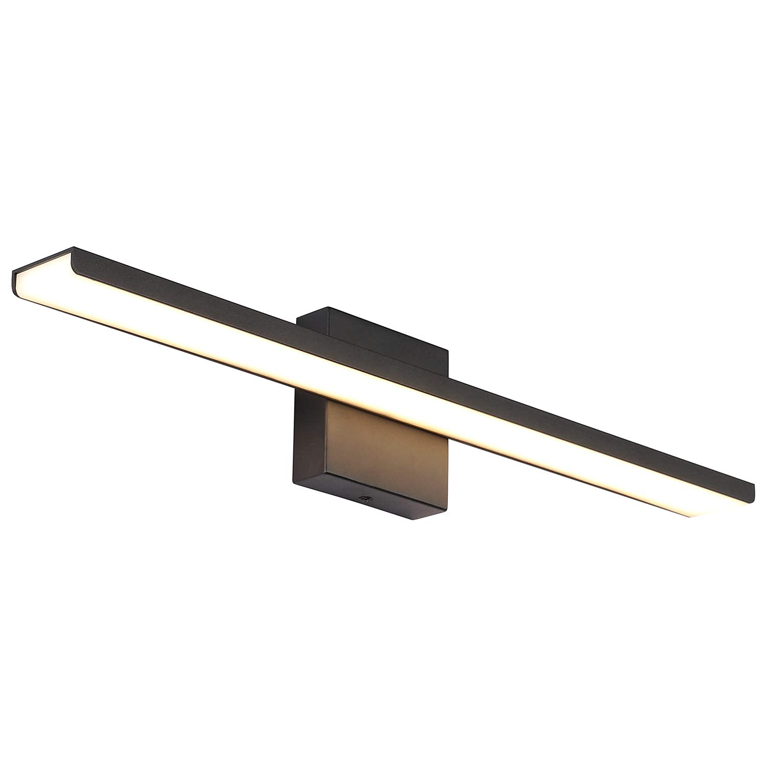 Jusheng 24" Dimmable Bathroom Vanity Light - Black Aluminum & Stainless Steel, 3000K Warm White