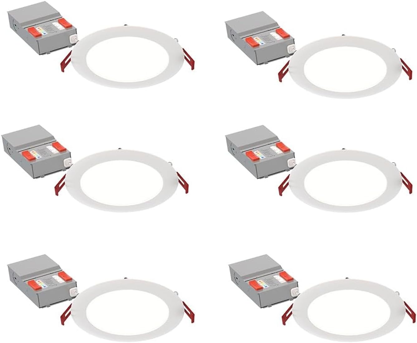 Juno LED Recessed Lights 6 Inch Round Baffle Wafer Downlight, 5-in-1 Switchable White Color Temperature, Adjustable Brightness, 