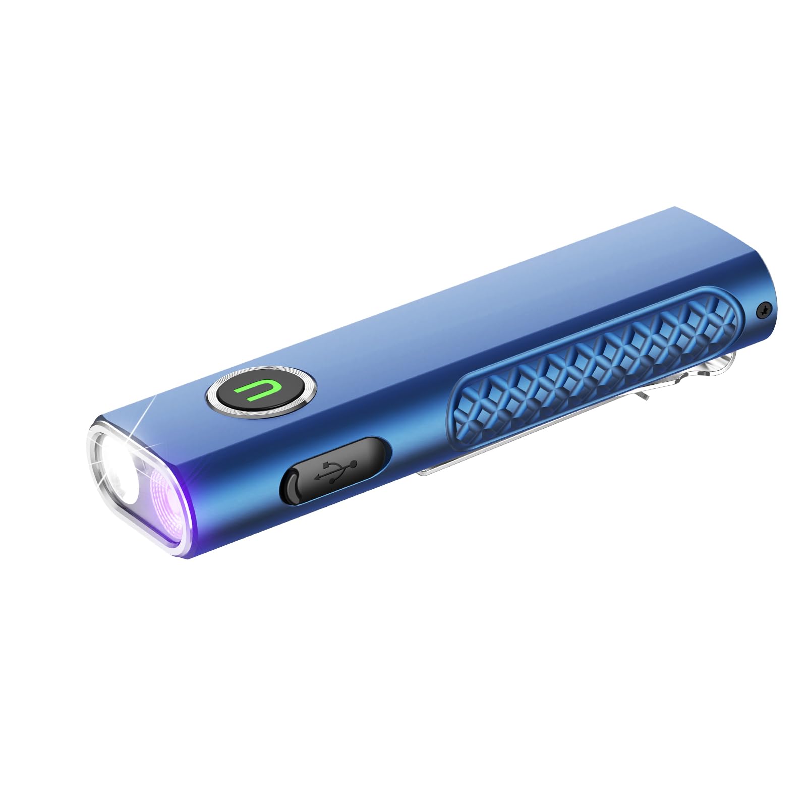 ULTRAFIRE Flat EDC Flashlight with White Light, UV and Red Light, 1200 Lumens Rechargeable Triple Light Flashlight, Magnetic Com