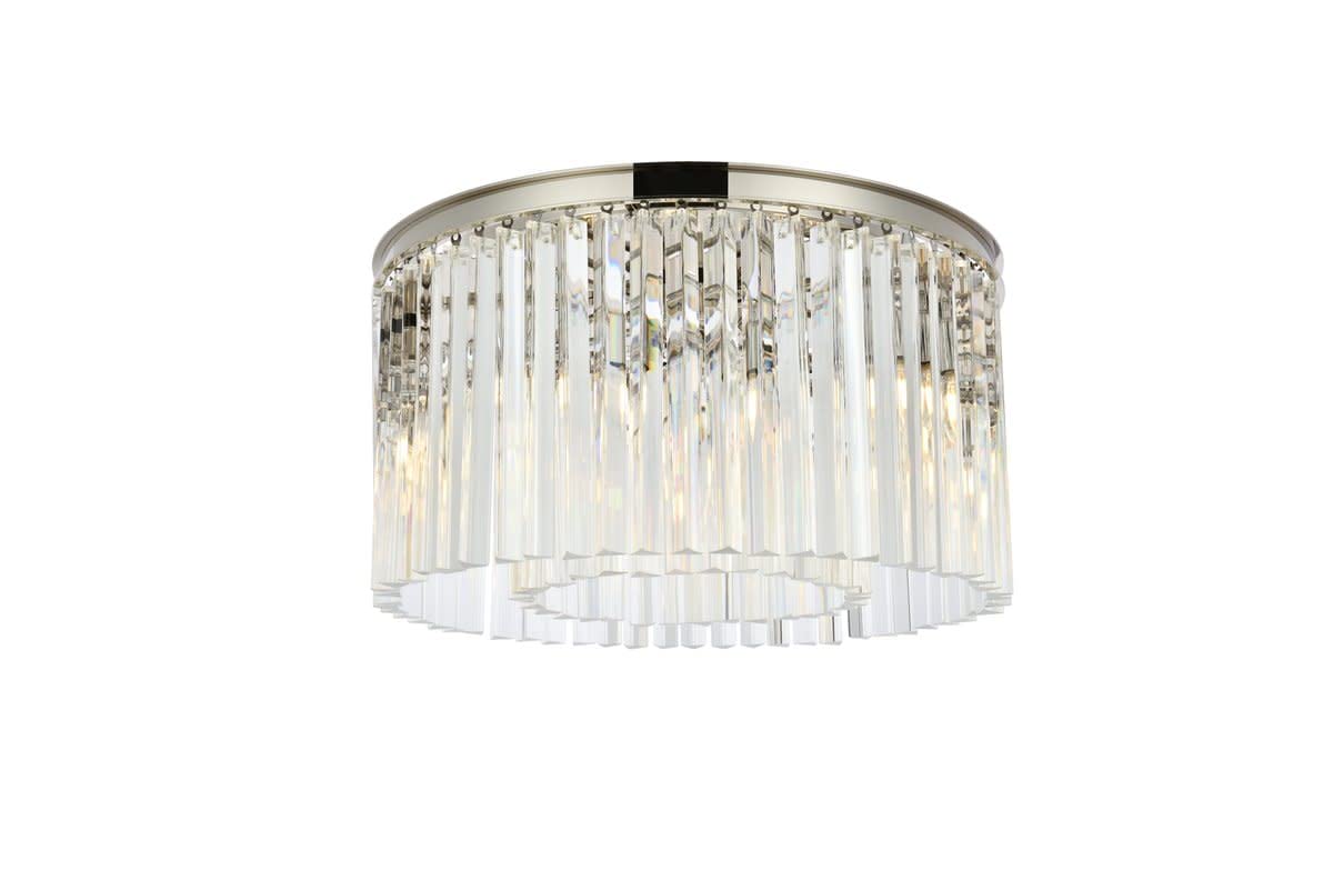 Elegant Lighting Sydney Collection 8-Light Flush Mount, Polished Nickel, Royal Cut Crystals, 26in - Model 1208F26PN/RC