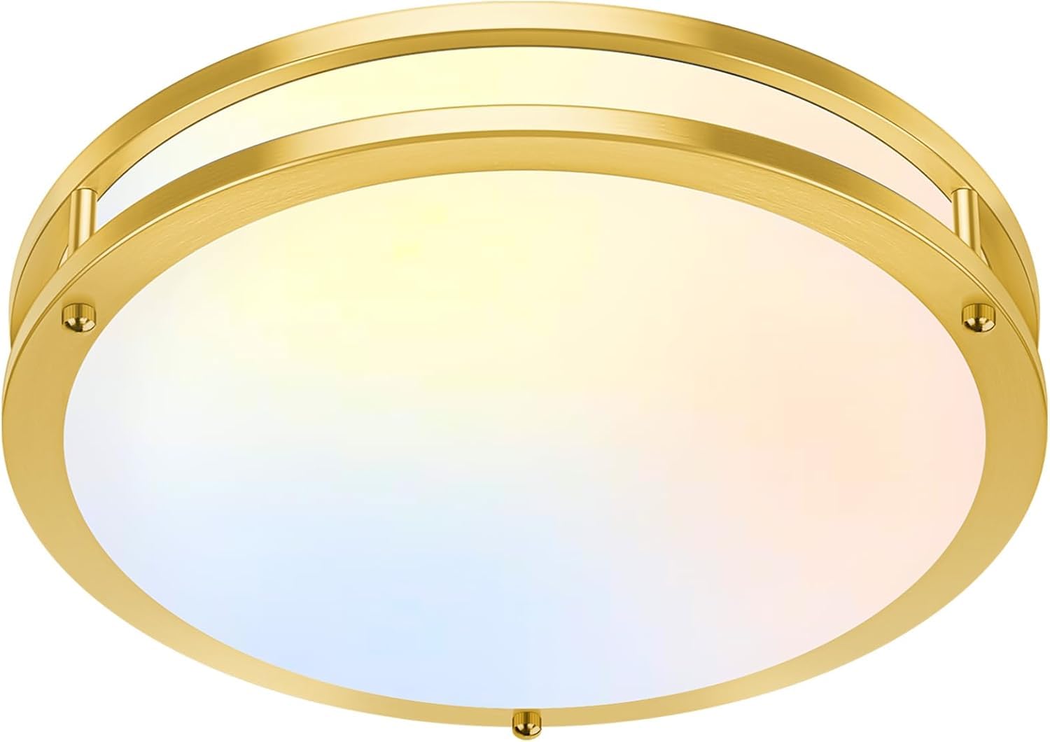 TOBUSA 10 Inch LED Flush Mount Ceiling Light, Dimmable, Brushed Gold, 5 Color Options, Model 63025009-03