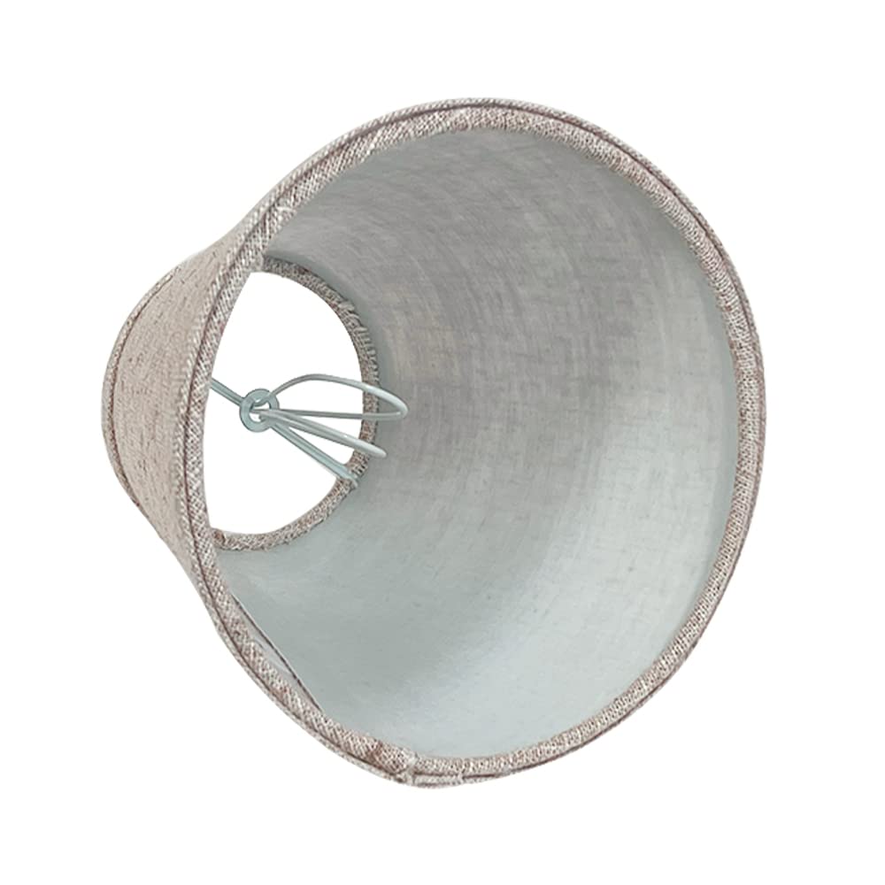 TOOTOO STAR Mini Brown Barrel Lamp Shades, Clip On Fabric, 3x6x5 Inch, Set of 2