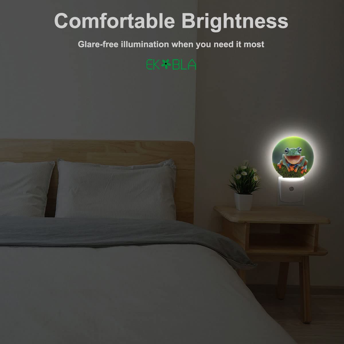 Ekobla Cute Frog Night Lights Plug Into Wall Green Frog Pond Animal Summer Night Lamp Home Auto Sensor Led Dusk To Dawn Light Fo