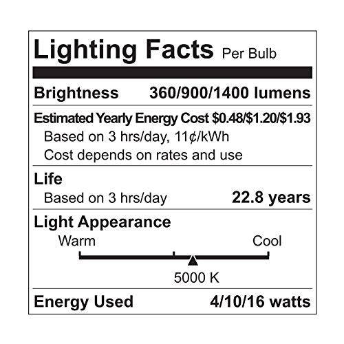 Ge Lighting, Daylight, 92118 3-Way Led 30/70/100-Watt Replacement A21 Bulb With Medium Base, 1-Pack, 1 Count (Pack Of 1)