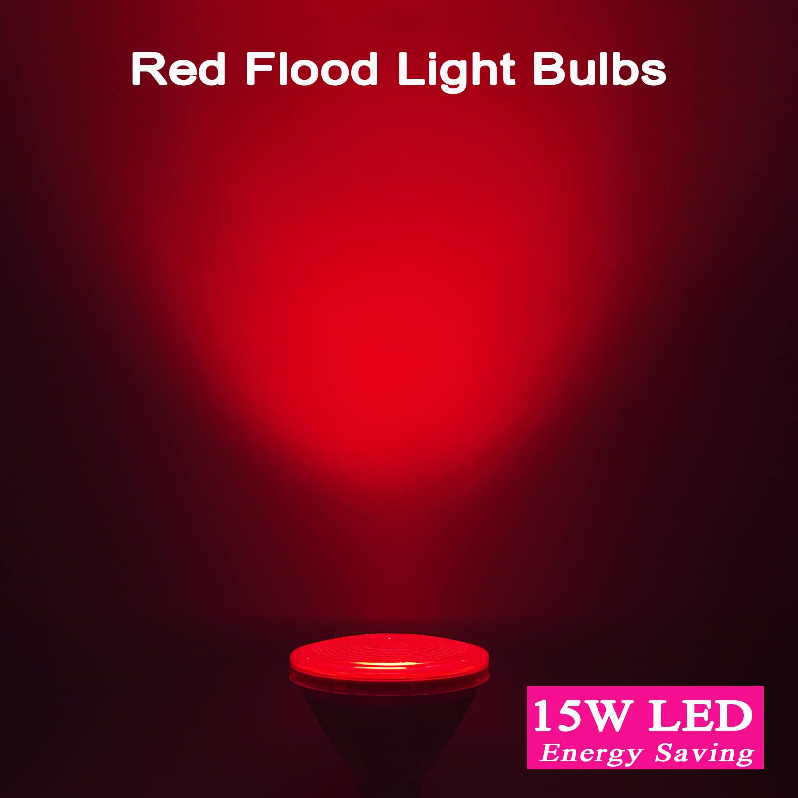 GREENIC Red LED Flood Light Bulb, 15W (100W Equivalent), PAR38, E26 Base, Plastic, 2 Pack