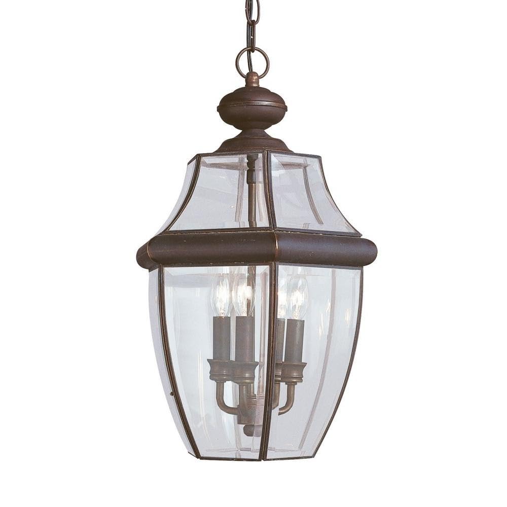 Generation Lighting 6039-71 Lancaster Traditional Three - Light Outdoor Pendant Lantern Outside Fixture, Antique Bronze Finish, 