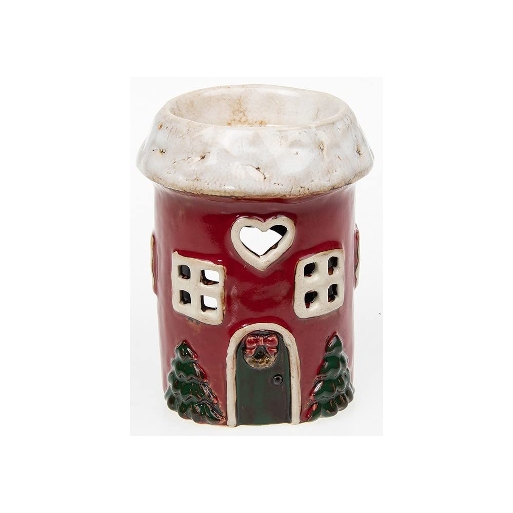 Xmas Village Pottery Heart Wax Oil Burner
