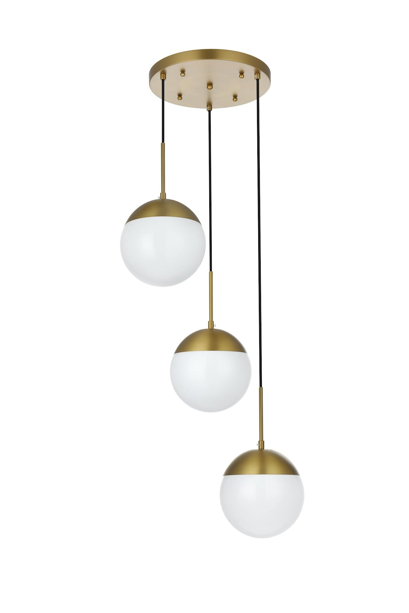 Living District Eclipse 3-Light Metal & Glass Pendant in Brass/Frosted White