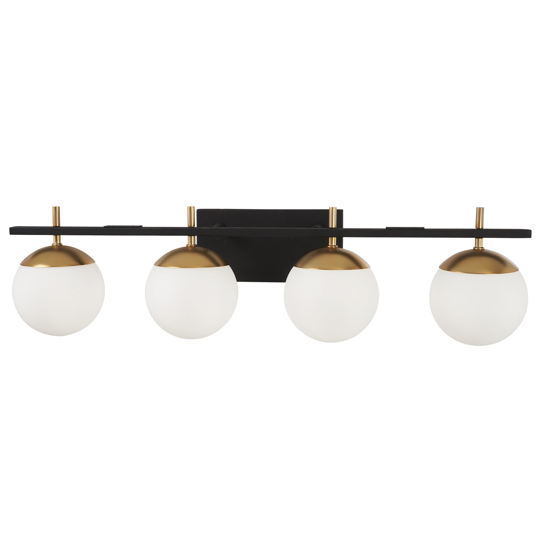 GEORGE KOVACS P1354-618 Alluria Vanity Bath Light, 4-Light, 300 Total Watts, 8.5-in H x 33-in W, Weathered Black with Autumn Gol