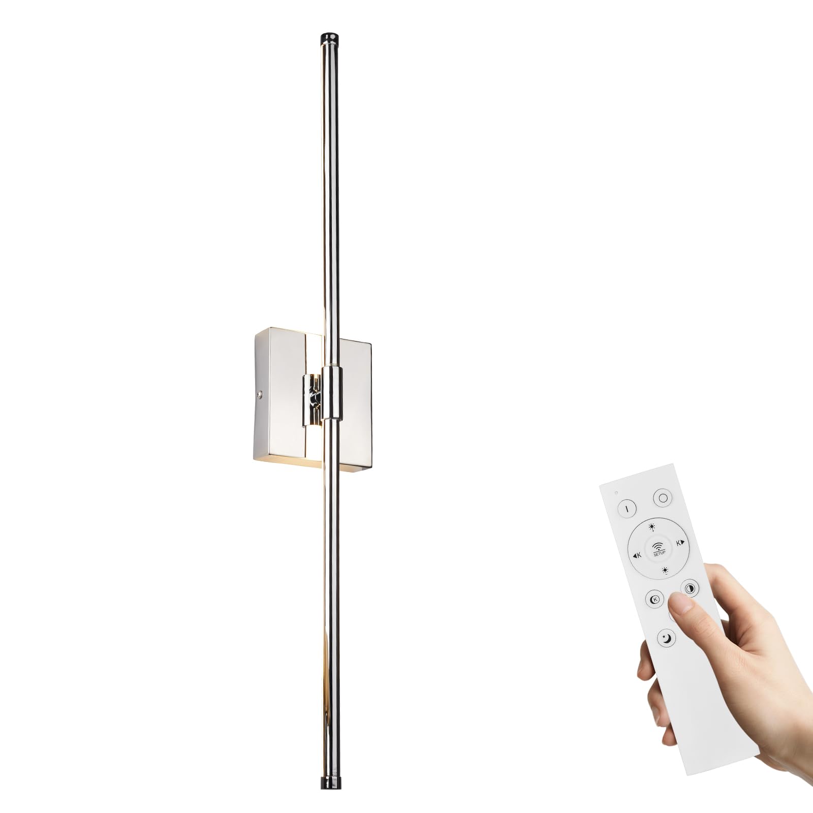 Goosebrite LED Wall Sconce with Remote Control, Dimmable, 5 Colors, Chrome, 1 Pack