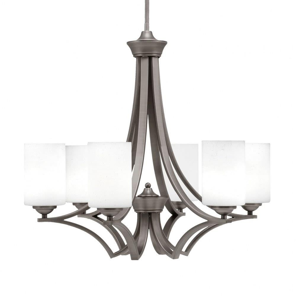 Toltec Lighting 566-GP-310 Zilo - 6 Light Uplight Chandelier-23 Inches Tall and 24.75 Inches Wide, Finish Color: Graphite, Glass Color: White Muslin