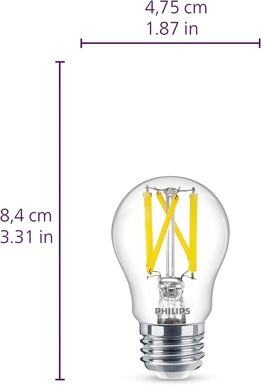 Philips LED A15 Dimmable Light Bulbs - 40W, Soft White 2700K, 450 Lumen, E26 Base, 2 Pack