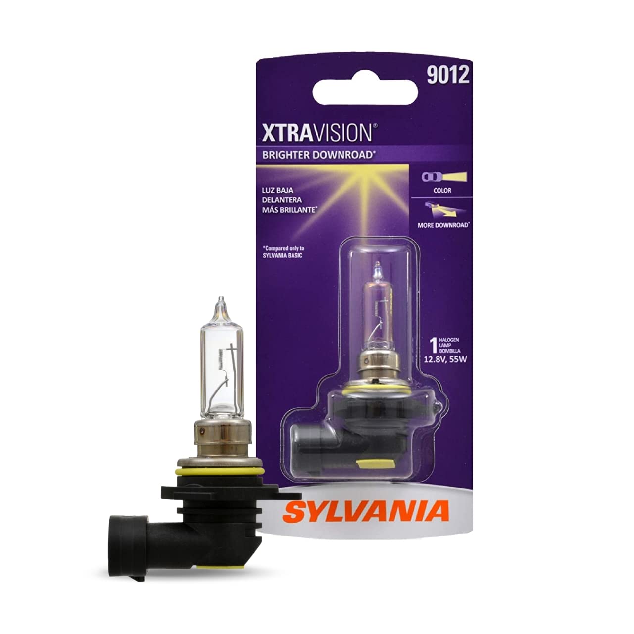 SYLVANIA 9012 XtraVision Halogen Headlight Bulb - High Beam, Low Beam & Fog Replacement, 1 Bulb