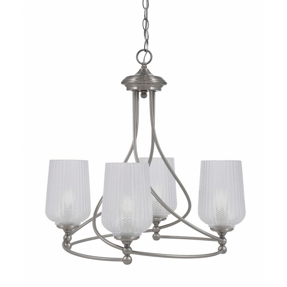 Toltec Lighting 904-BN-4250 Capri - 4 Light Uplight Chandelier-22.25 Inches Tall and 21.5 Inches Wide, Finish Color: Brushed Nickel, Glass Color: Clear Textured