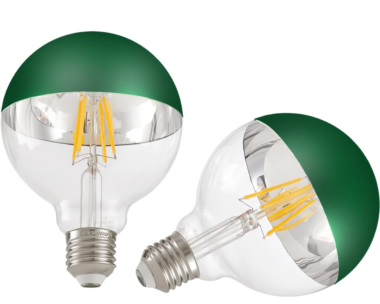 Karlunkoy Large Half Chrome Light Bulb,Dimmable Anti-Glare 8W (80W Eqv.) Led Edison Bulbs,G95 Globe Shape Decorative Led Decorat