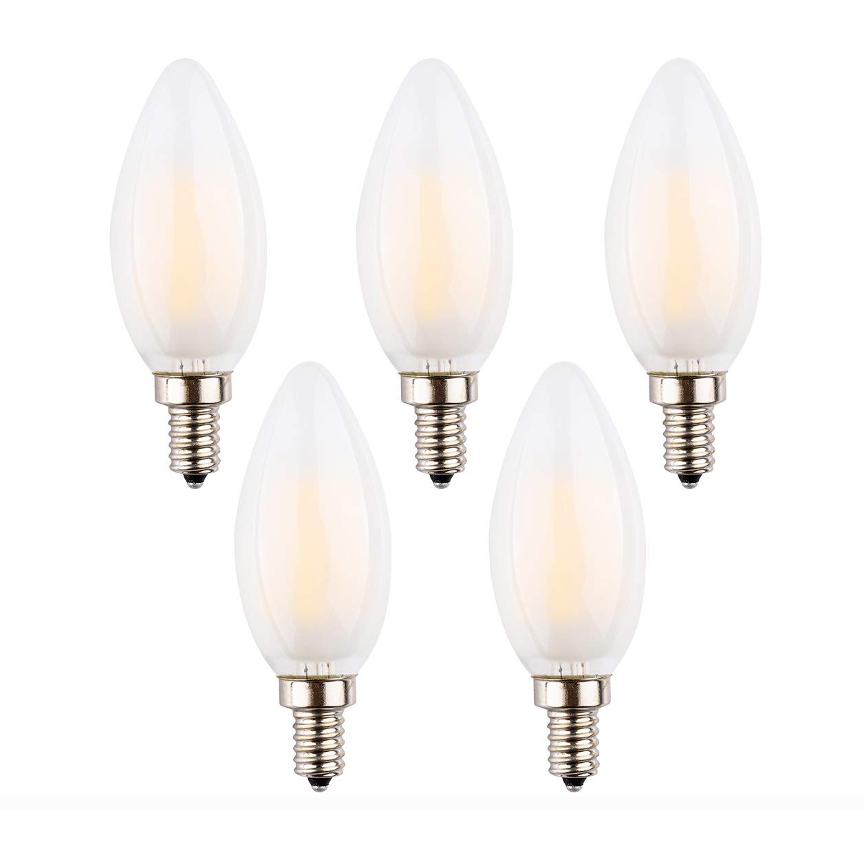 OPALRAY C35 4W Dimmable LED Filament Bulb, LED Candle Lamp, Eye-Protect Frosted Glass Cover, E12 Base, 2700K Warm White Light, 4