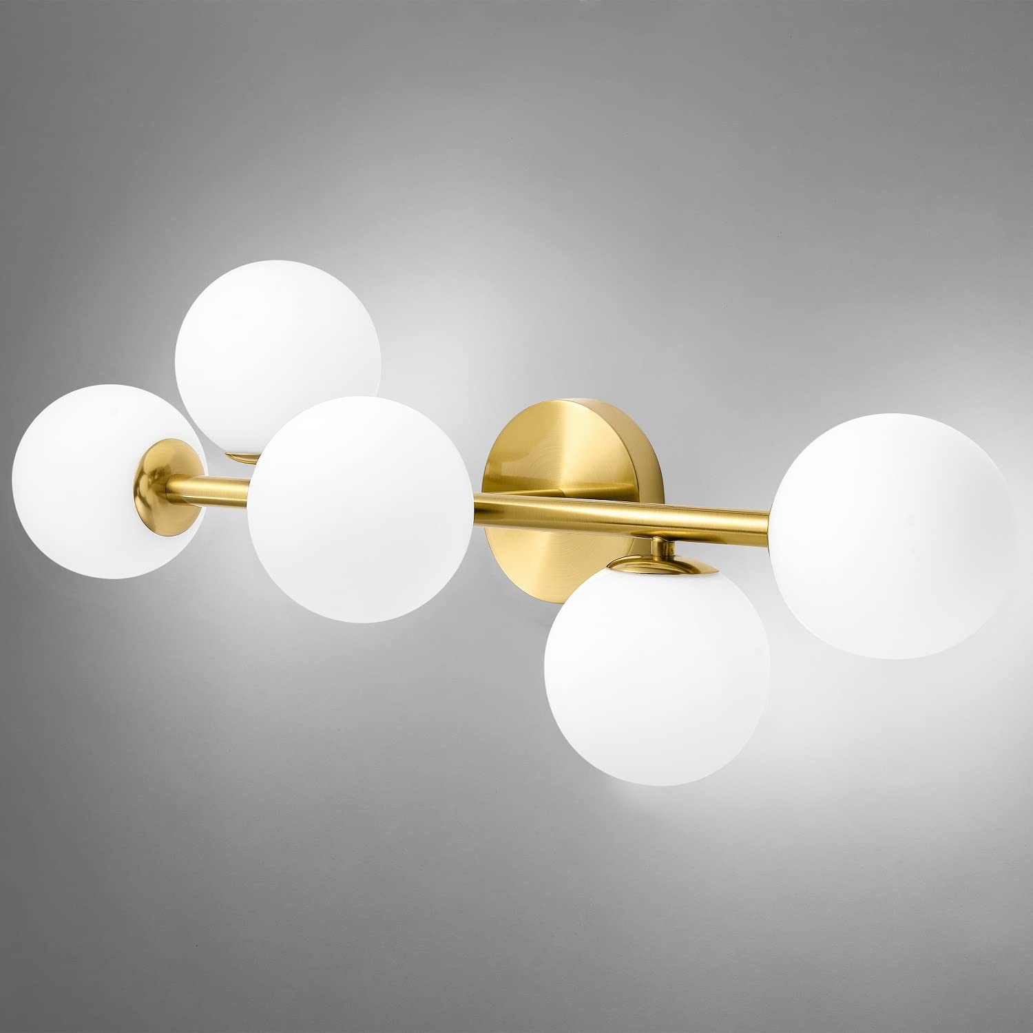 Bathroom Vanity Lights, 5-Light Bathroom Light Fixtures, Mid Century Modern Brass Bathroom Light Ceiling Light, Wall Sconces Sem