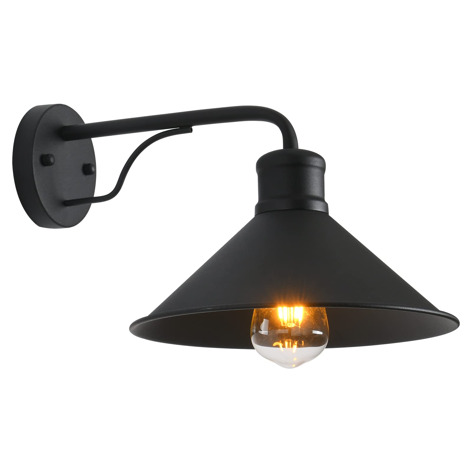 Victogate Outdoor Wall Lights - Black Farmhouse Sconce For Porch, E26 Socket, 1 Pack